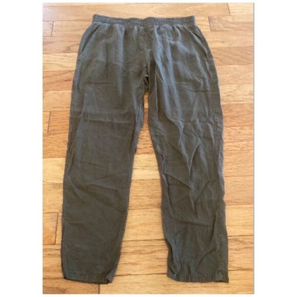 Current/Elliott women's thin Olive Green Elastic Waist Linen Pants - Picture 1 of 9